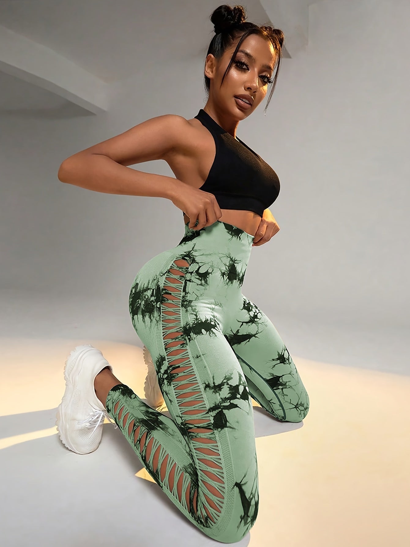 GlowLift 3PCS Tie-Dye Cropped Yoga Pants
