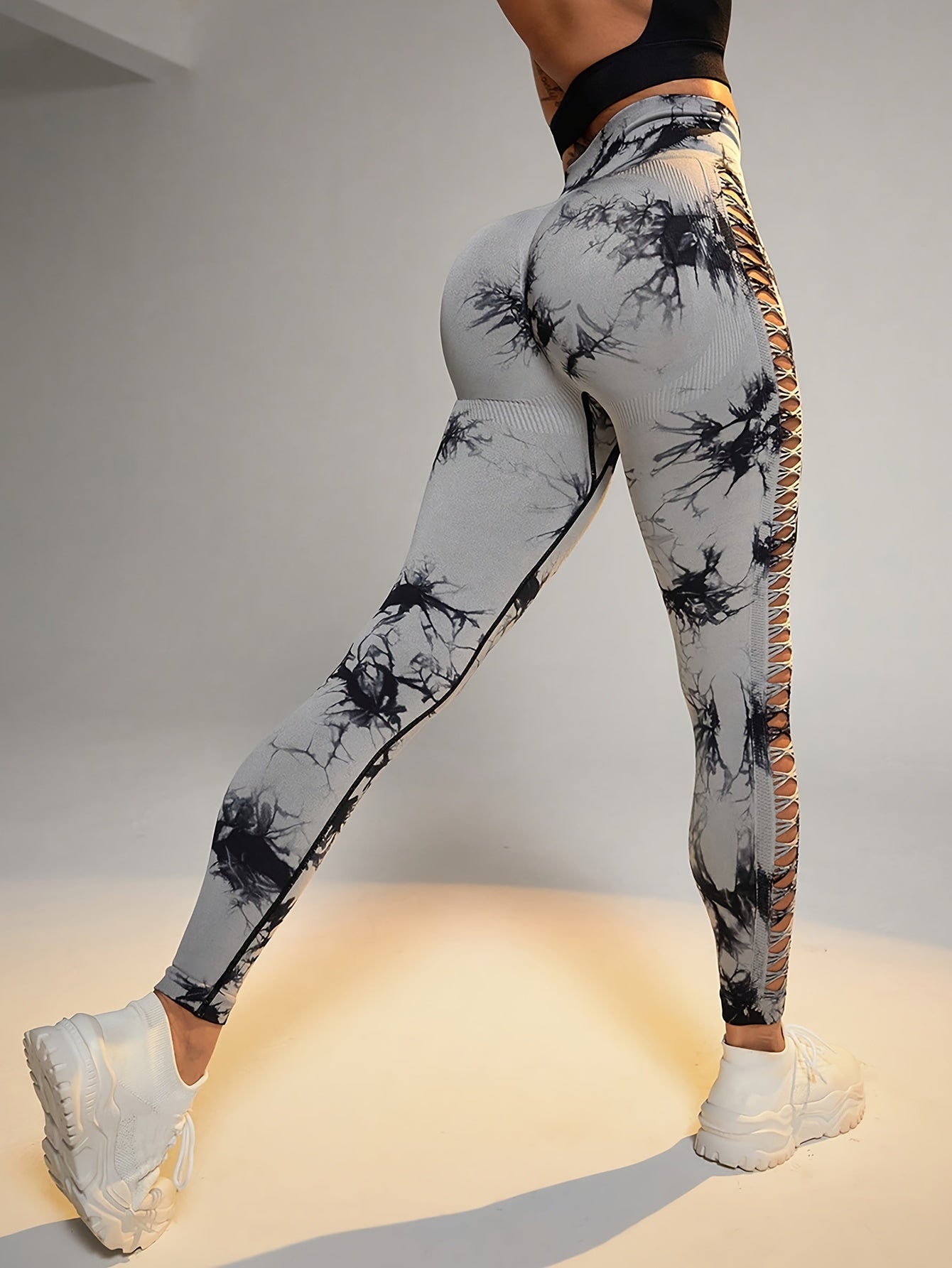 GlowLift 3PCS Tie-Dye Cropped Yoga Pants