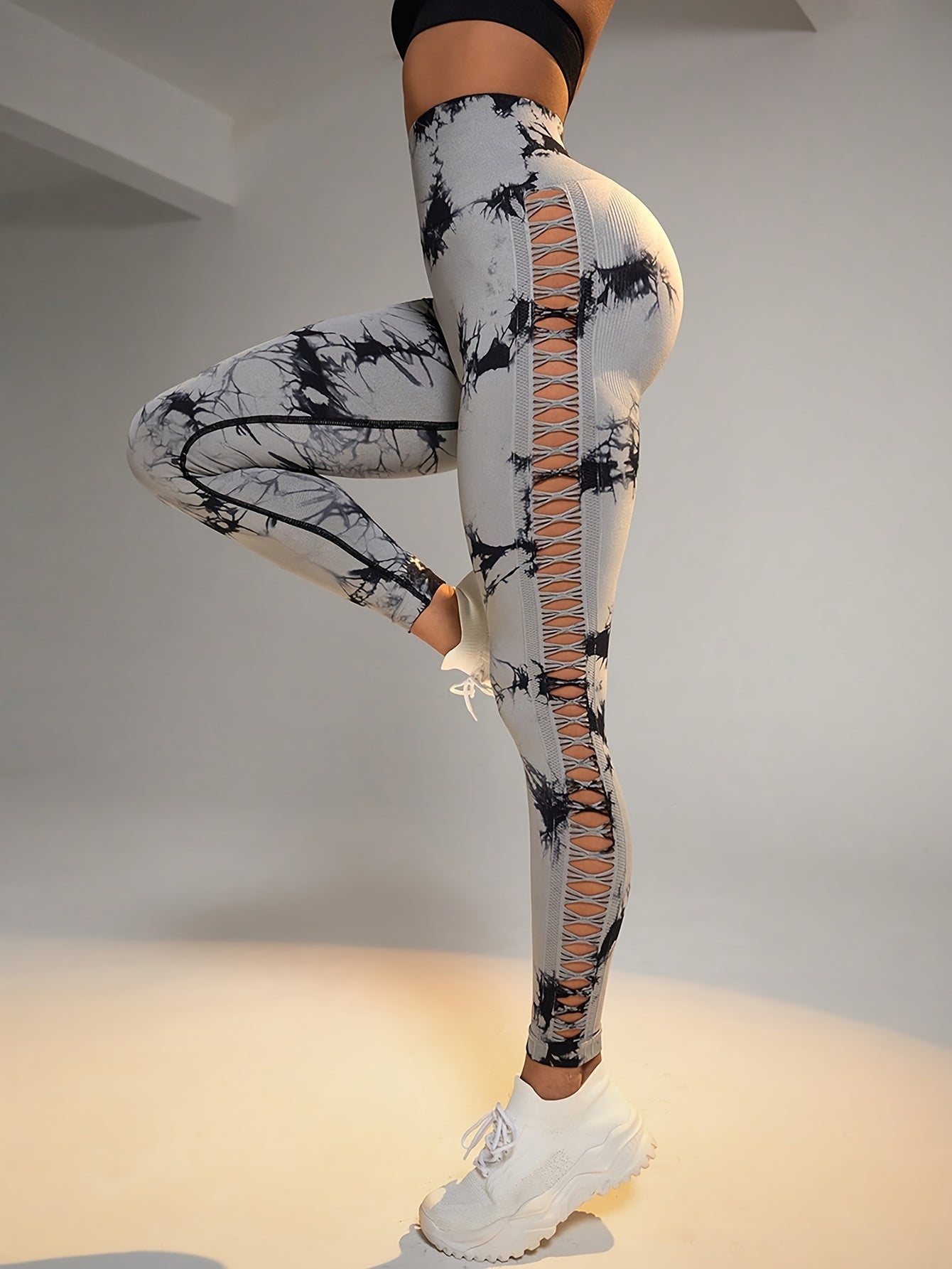GlowLift 3PCS Tie-Dye Cropped Yoga Pants