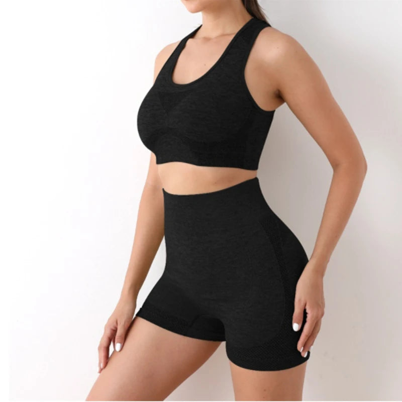 SeamlessFlow Yoga Set Gym Shorts & Sport Bra