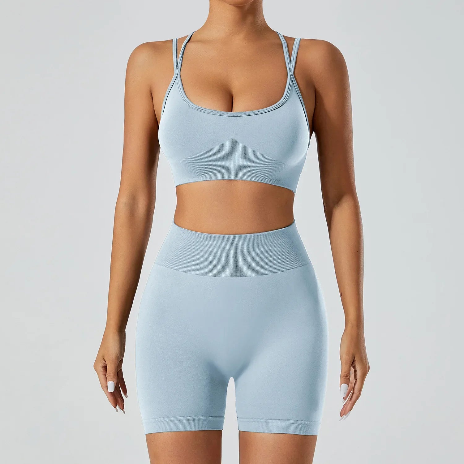 FlexFlow Seamless Yoga Set – Short and sport Bra