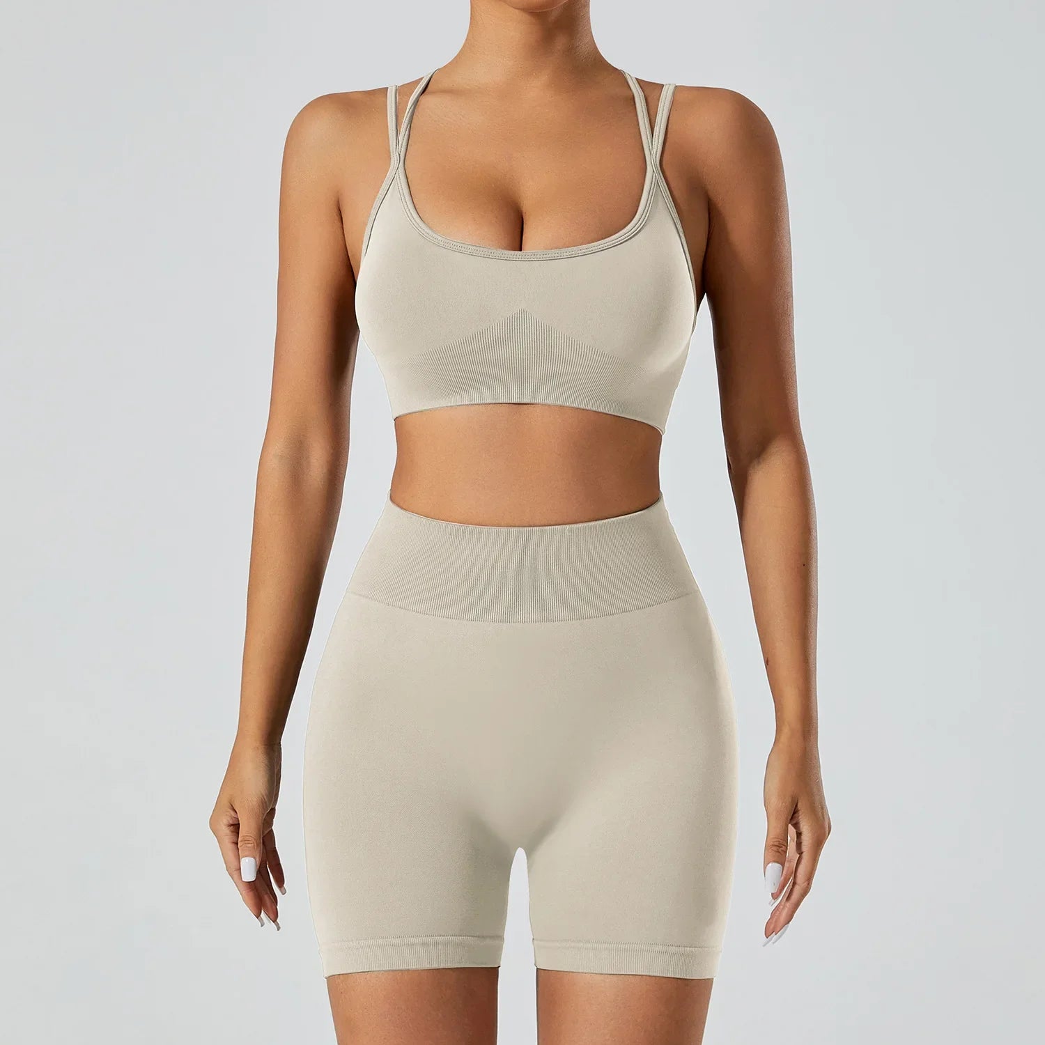 FlexFlow Seamless Yoga Set – Short and sport Bra