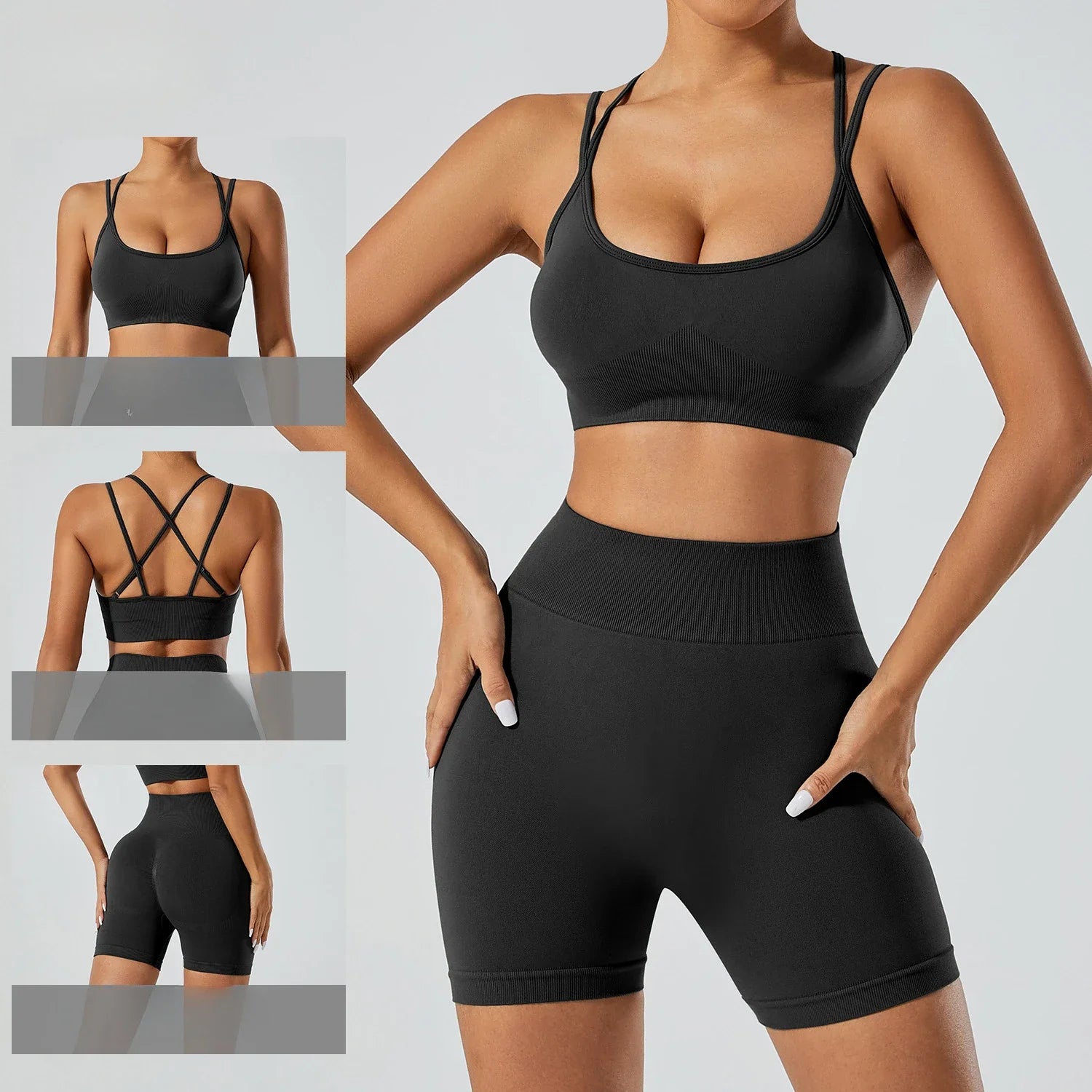 FlexFlow Seamless Yoga Set – Short and sport Bra