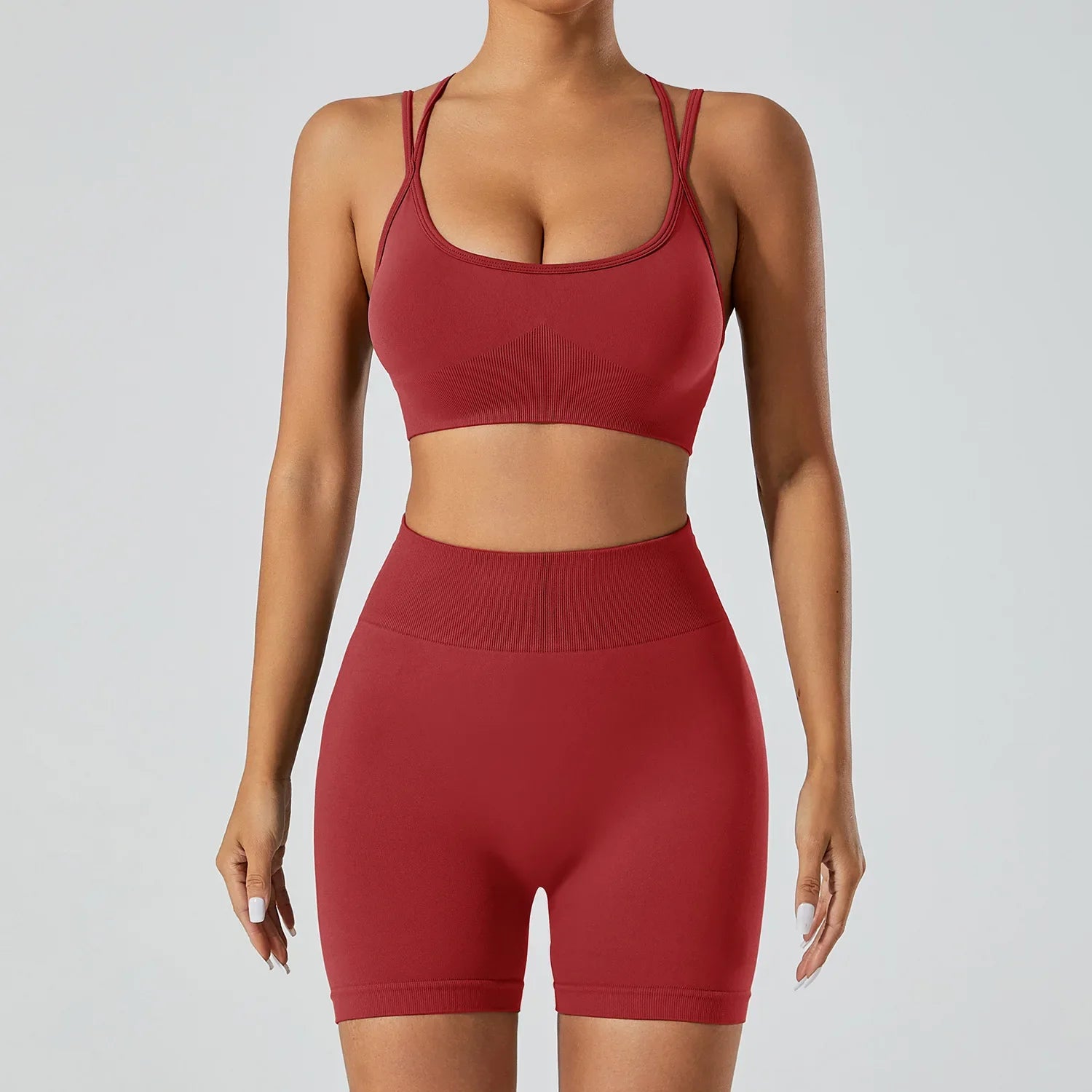 FlexFlow Seamless Yoga Set – Short and sport Bra