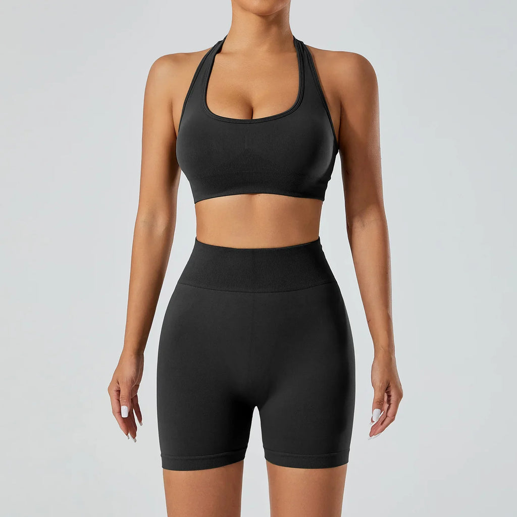 FlexFlow Seamless Yoga Set – Short and sport Bra
