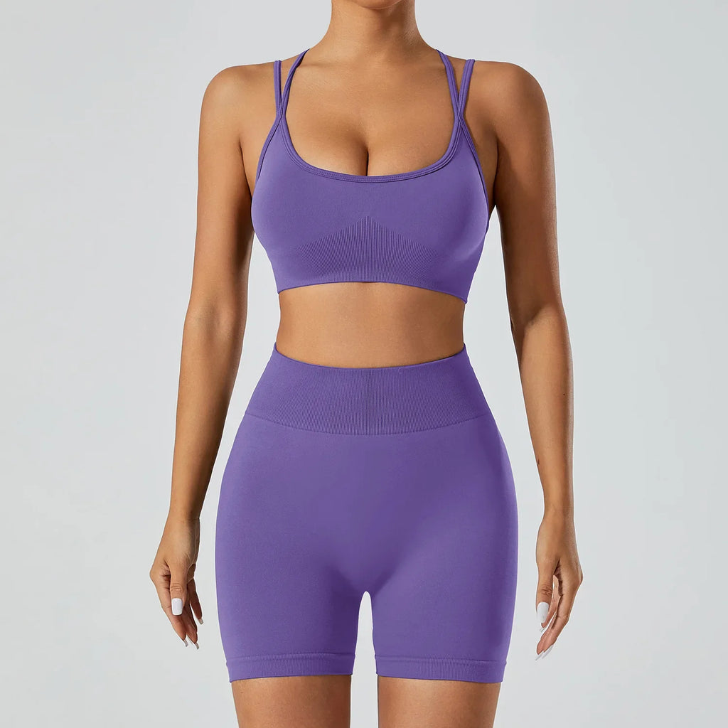 FlexFlow Seamless Yoga Set – Short and sport Bra