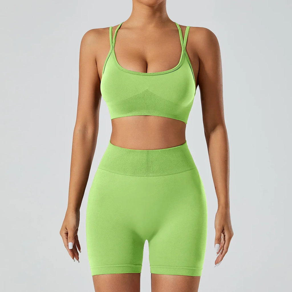 FlexFlow Seamless Yoga Set – Short and sport Bra