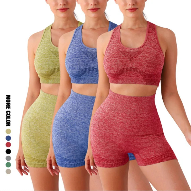 SeamlessFlow Yoga Set Gym Shorts & Sport Bra