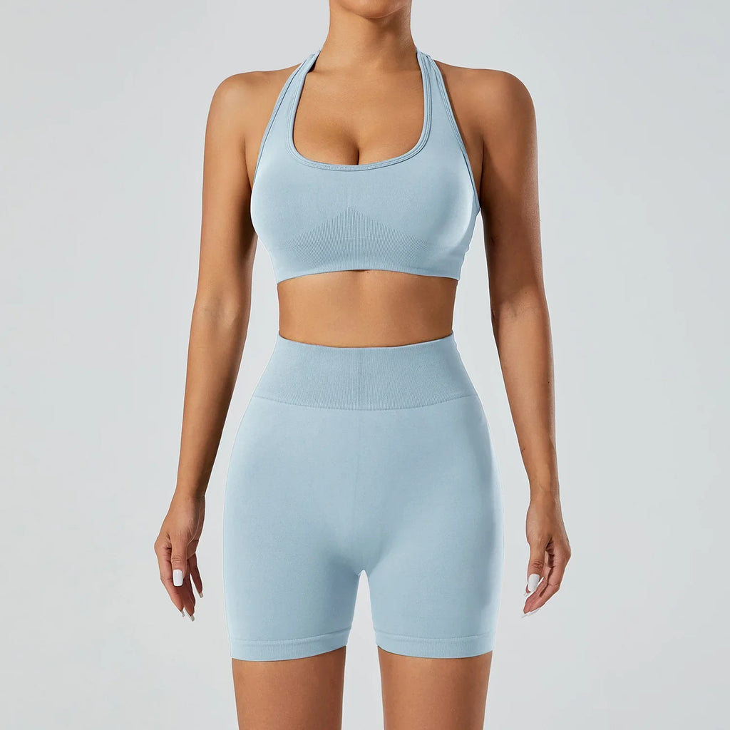 FlexFlow Seamless Yoga Set – Short and sport Bra