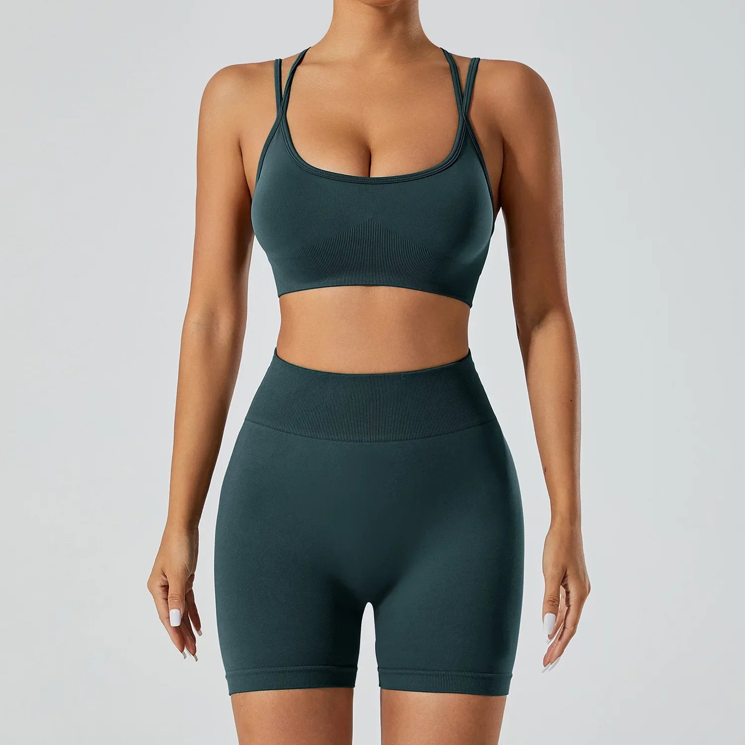 FlexFlow Seamless Yoga Set – Short and sport Bra