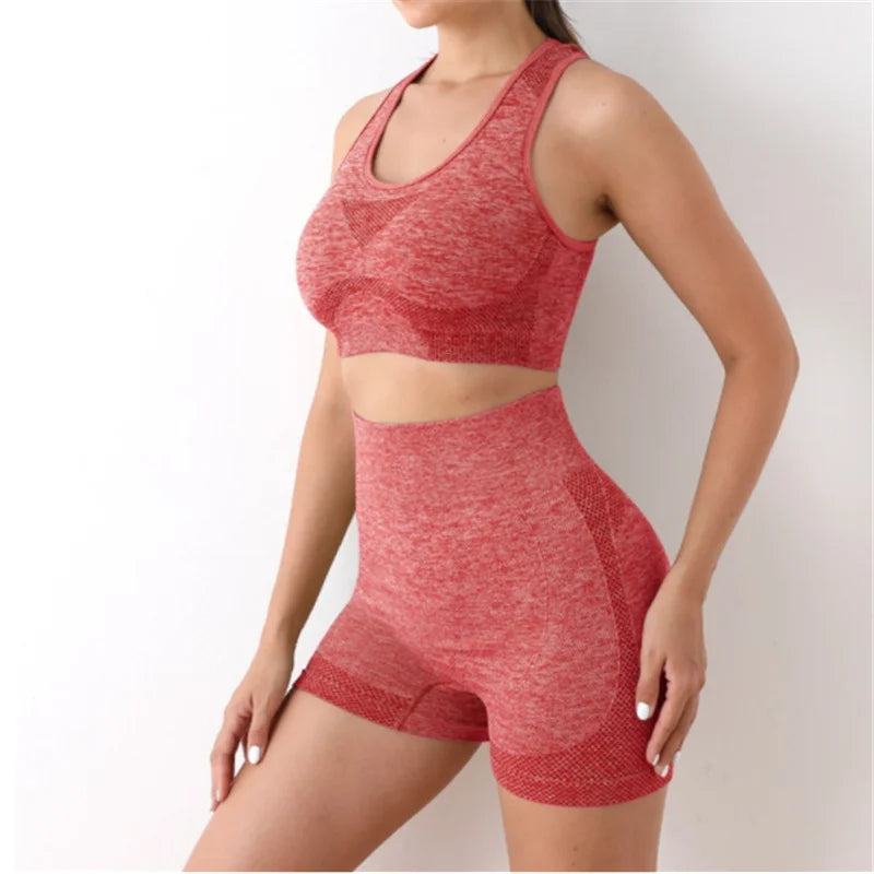 SeamlessFlow Yoga Set Gym Shorts & Sport Bra