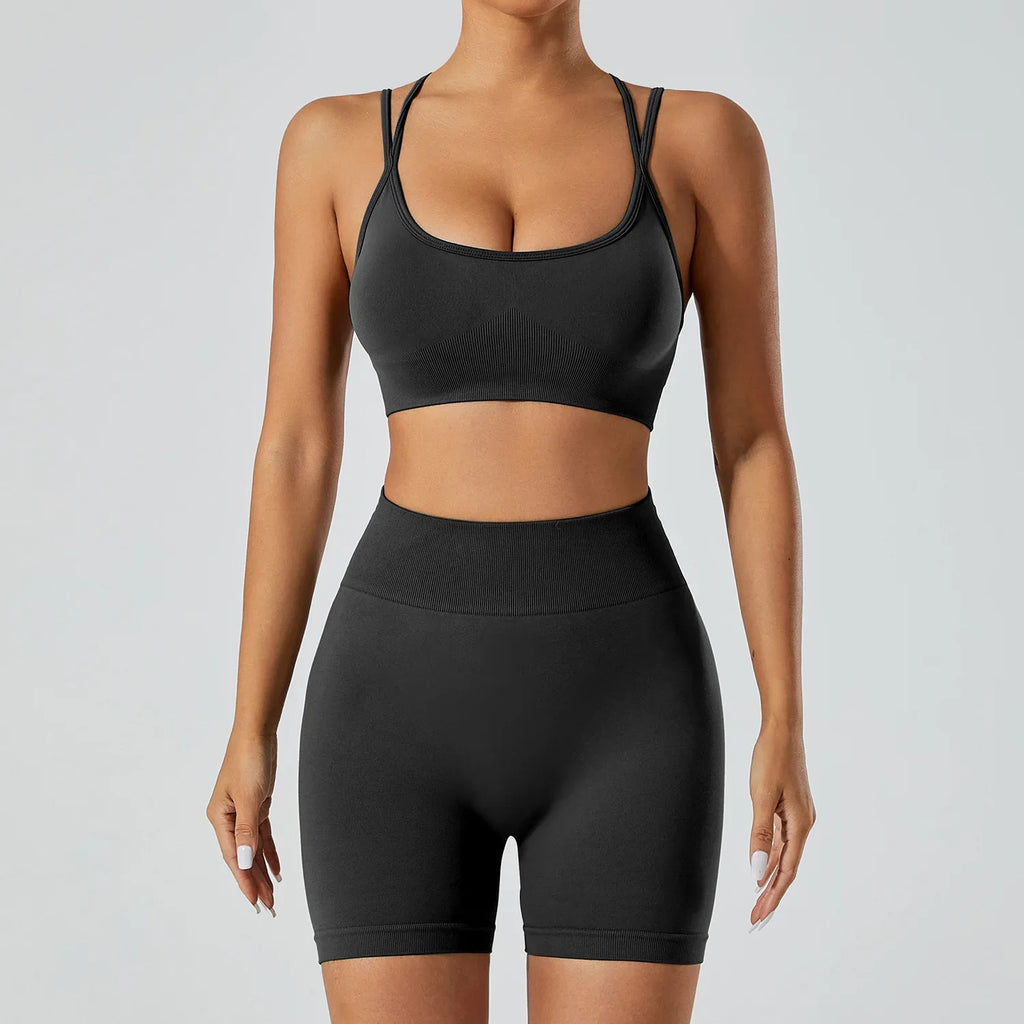 FlexFlow Seamless Yoga Set – Short and sport Bra