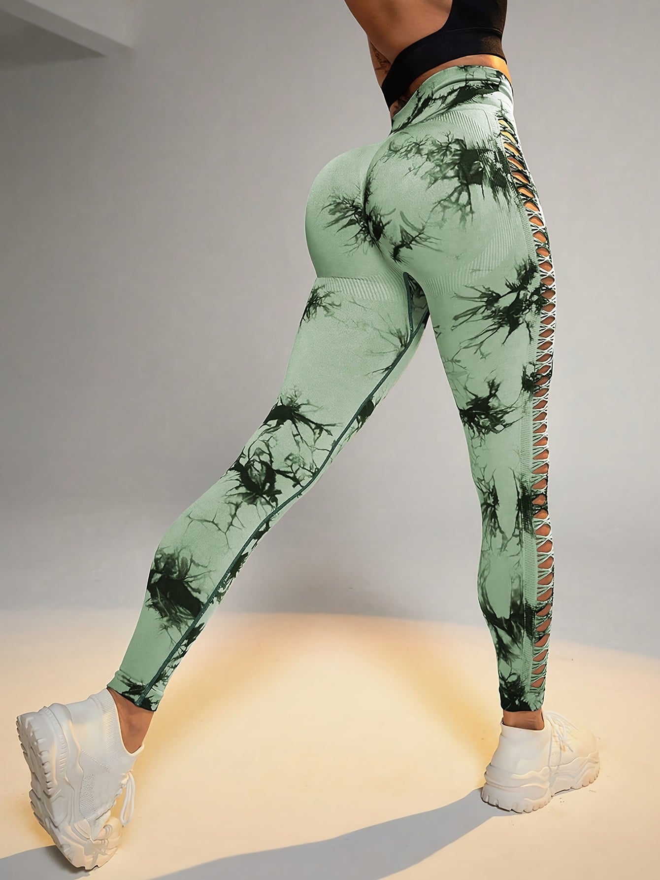 GlowLift 3PCS Tie-Dye Cropped Yoga Pants