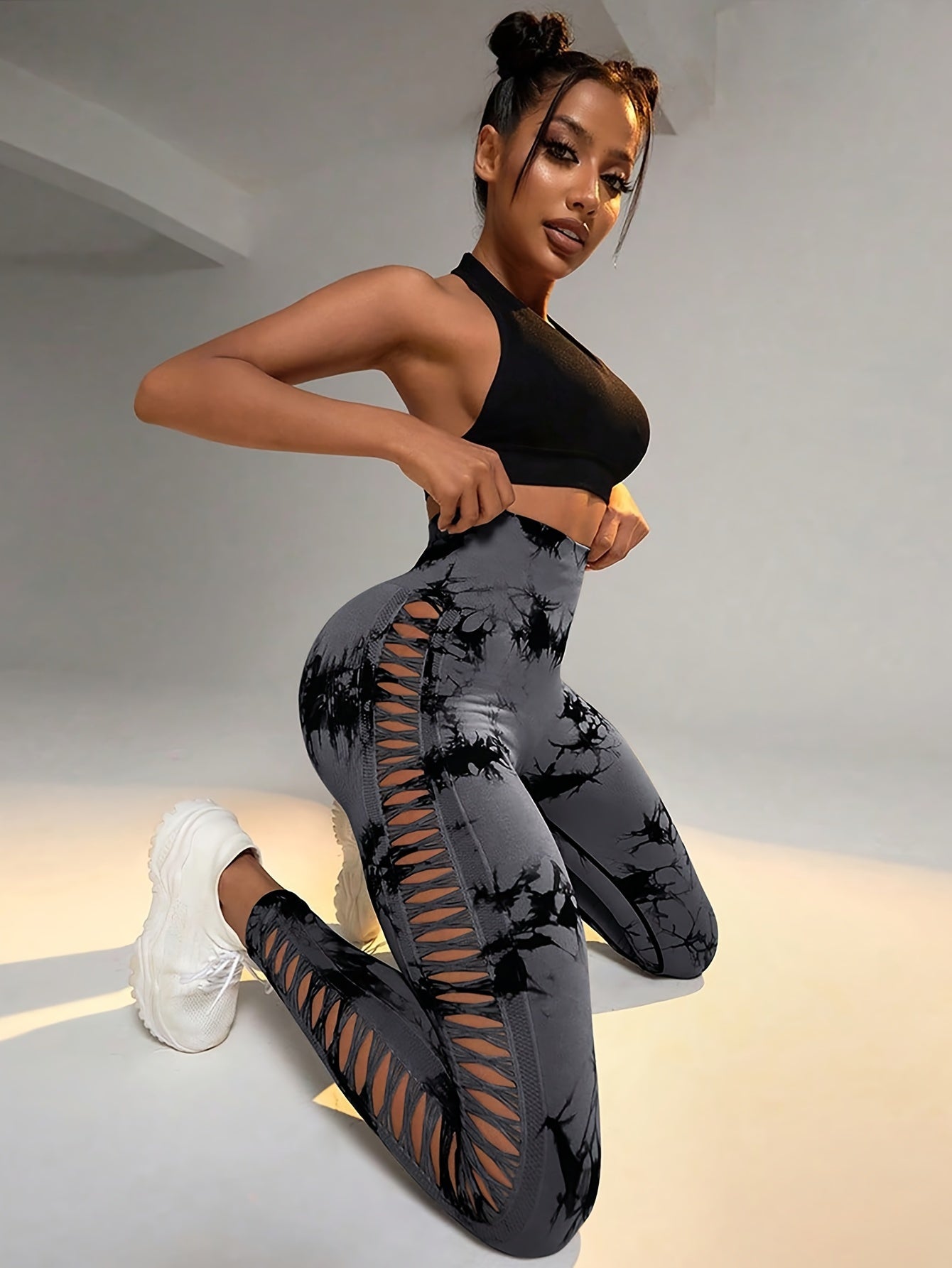 GlowLift 3PCS Tie-Dye Cropped Yoga Pants